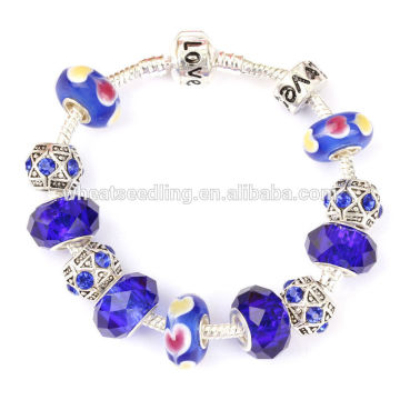 Pulsera de plata 2015 pulsera brazalete de cristal de murano pulsera de encanto europeo